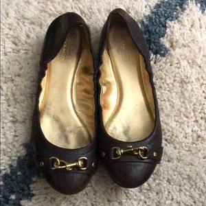 Coach Chocolate Brown Gold Buckle Flat Sz 8